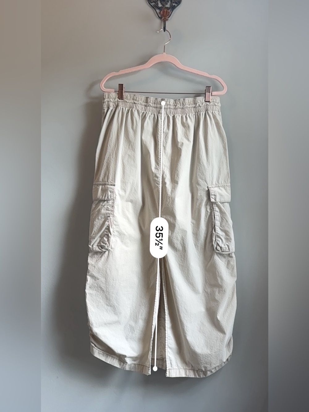 Garage 100% Cotton Light Tan Parachute Cargo Maxi Skirt Y2K Utility - Picture 11 of 14